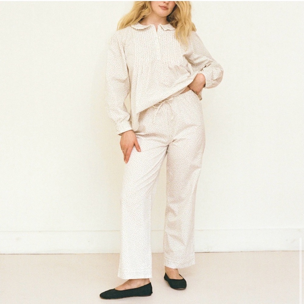 Salter house wendy pajamas in primrose organic cotton Peter Pan collar medium